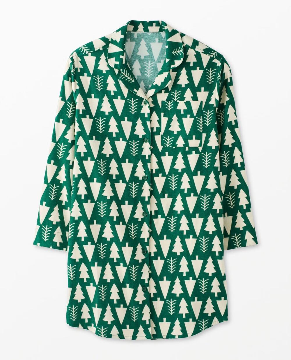 Hanna Andersson Women's holiday Flannel Nightshirt winter green size small